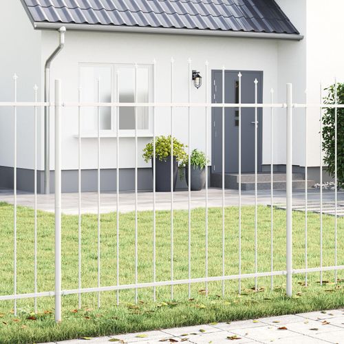 Gartenzaun mit Bogenoberteil Weiß 6,8x1,5 m Stahl, Drahtzäune DesignMöbel Neu