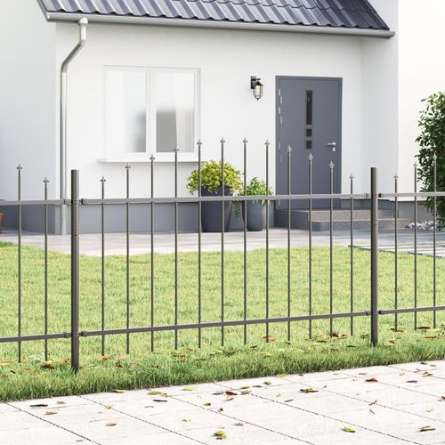 Gartenzaun mit Bogenoberteil Grau 5,1x1 m aus Stahl, Drahtzäune DesignMöbel Neu