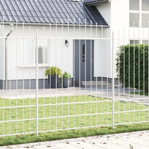 Gartenzaun mit Bogenoberteil Weiß 10,2 x 2 m Stahl, Drahtzäune DesignMöbel Neu