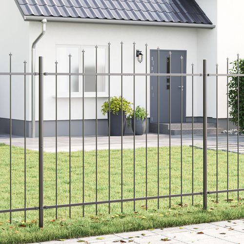 Gartenzaun mit Bogenoberteil Grau 13,6x1,5 m Stahl, Drahtzäune DesignMöbel Neu