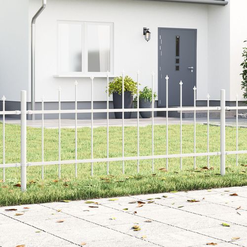 Gartenzaun mit Bogenoberteil Weiß 10,2 x 0,75 m Stahl, Drahtzäune DesignMöbel Neu