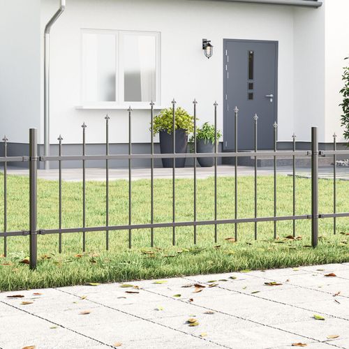 Gartenzaun mit Bogenoberteil Grau 8,5x0,75 m Stahl, Drahtzäune DesignMöbel Neu