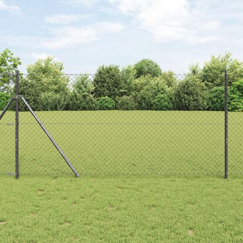 Kettenzaun Grau 1,4x25 m Stahl, Drahtzäune DesignMöbel Neu