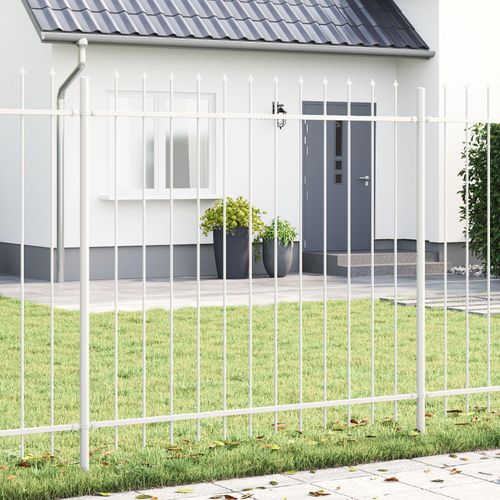 Gartenzaun mit Spitzen Weiß 3,4 x 1,5 m aus Stahl, Drahtzäune DesignMöbel Neu