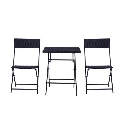 Gartenlounge-Set Polyrattan Bistroset Gartenmöbel Set für 2 Personen Balkon & Terrasse Schwarz