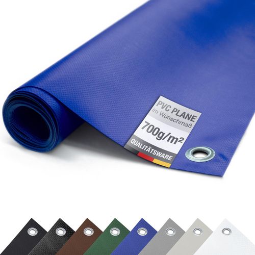 Plane PVC LKW 700g/m² MIT ÖSEN Abdeckplane Schutzplane matt reißfest stabil (Blau, 3m x 5m)