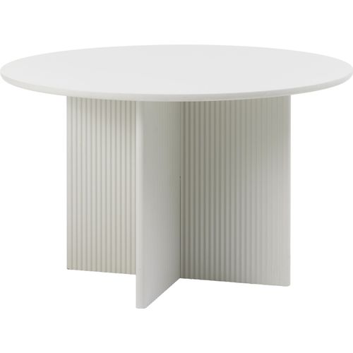 Esstisch ></noscript>PALMA< in Greige, MDF + Stahl in greige - 75x110cm (HxD)