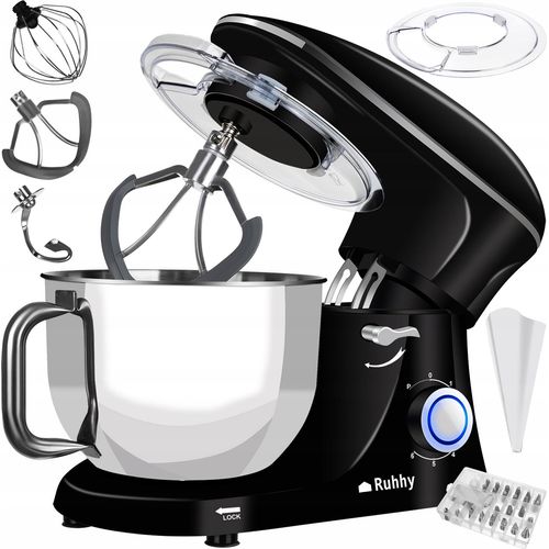 Ruhhy 2200W Planeten-Küchenmaschine Mit 6.2L Schüssel 6 Geschwindigkeiten + Gratis Hülle