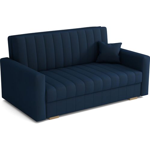 Schlafsofa klein Zanzibar I Sofa 3 Sitzer 153 cm Breit I Sofa mit Schlaffunktion I Schlafsofa mit Bettkasten I Couch mit Schlaffunktion Klein I Dunkelblau