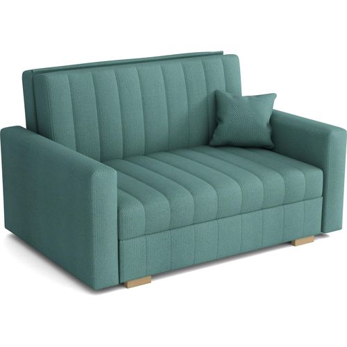 Schlafsofa klein Zanzibar I Sofa 2 Sitzer 133 cm Breit I Sofa mit Schlaffunktion I Schlafsofa mit Bettkasten I Couch mit Schlaffunktion Klein I Mint