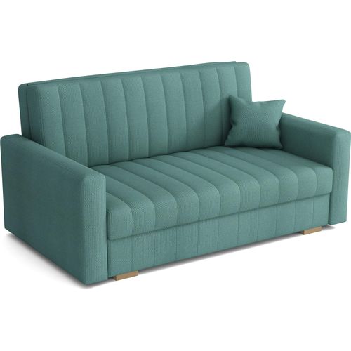Schlafsofa klein Zanzibar I Sofa 3 Sitzer 153 cm Breit I Sofa mit Schlaffunktion I Schlafsofa mit Bettkasten I Couch mit Schlaffunktion Klein Mint