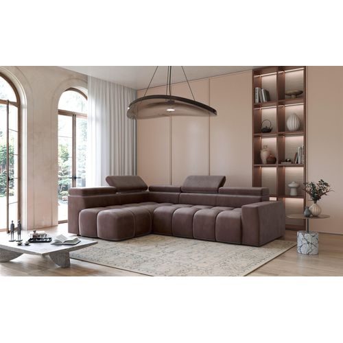 Ecksofa Designersofa DARCY in Stoff Salvador Braun Ottomane Links