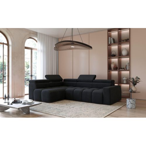 Ecksofa Designersofa DARCY in Stoff Salvador Schwarz Ottomane Links