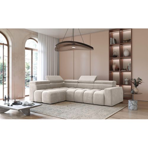 Ecksofa Designersofa DARCY in Stoff Salvador Beige Ottomane Links