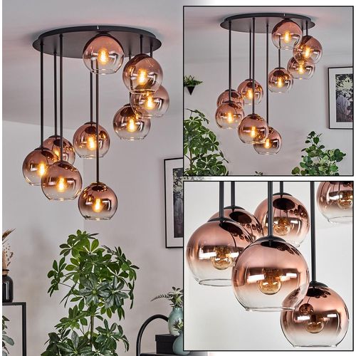Cesaro Deckenlampe aus Metall/Glas in Schwarz/Kupferfarben/Klar
