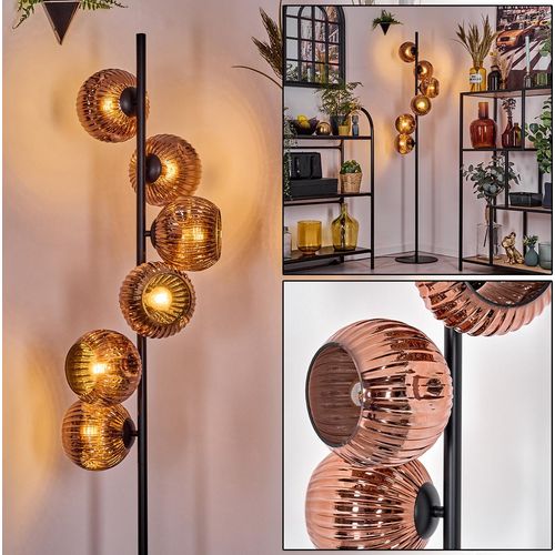 Villamare Stehlampe aus Metall/Glas in Schwarz/Kupferfarben