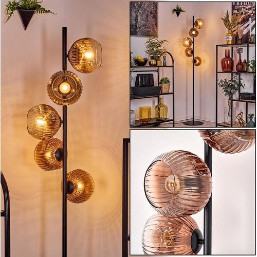 Villamare Stehlampe aus Metall/Riffelglas in Schwarz/Kupferfarben/Klar