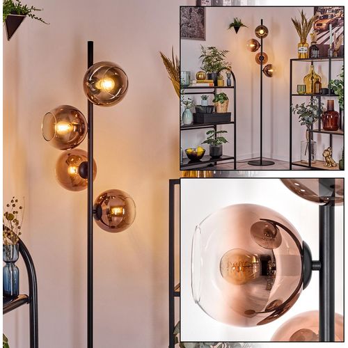 Cesaro Stehlampe aus Metall/Glas in Schwarz/Kupferfarben/Klar
