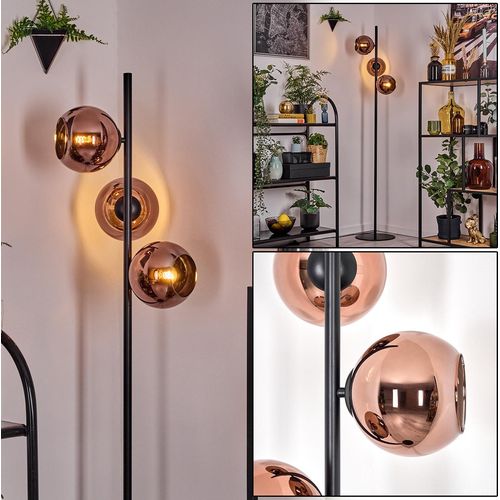 Cesaro Stehlampe aus Metall/Glas in Schwarz/Kupferfarben