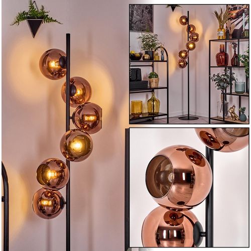 Cesaro Stehlampe aus Metall/Glas in Schwarz/Kupferfarben