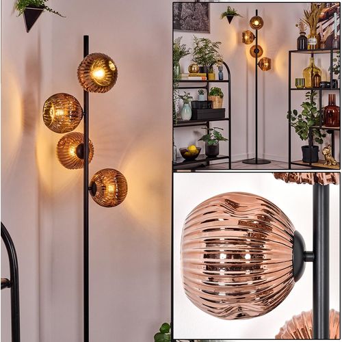 Villamare Stehlampe aus Metall/Riffelglas in Schwarz/Kupferfarben