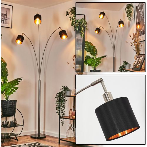 Costa Stehlampe aus Metall/Stoff in Schwarz/Nickel-matt/Kupferfarben