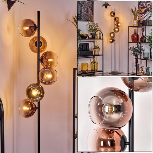 Cesaro Stehlampe aus Metall/Glas in Schwarz/Kupferfarben/Klar