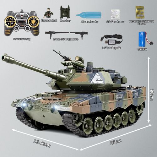 RC-Auto Ferngesteuerter Panzer 2,4 GHz, RC Tank Spielzeug mit Schussfunktion