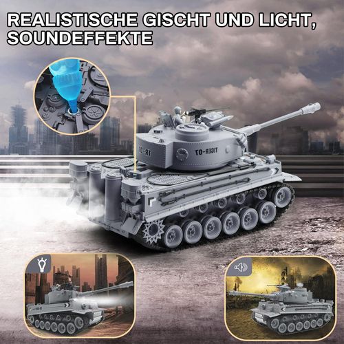 RC-Auto Ferngesteuerter Panzer 2,4 GHz, RC Tank Spielzeug mit Schussfunktion