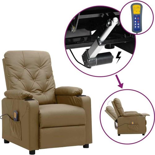 Eleganten-Stil Massagesessel mit Aufstehhilfe Cappuccino-Braun Kunstleder - Fernsehsessel Massagesessel CHY667727