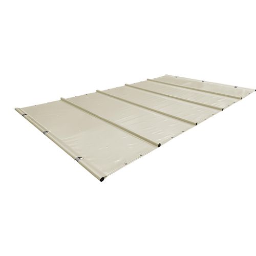 SafeDeluxe® PREMIUM Poolplane Rollschutzabdeckung aus LKW Plane ohne Stangen (5,5m x 5,5m, Beige RAL1014) Stangenabdeckung Sicherheitsabdeckung Poolabdeckung