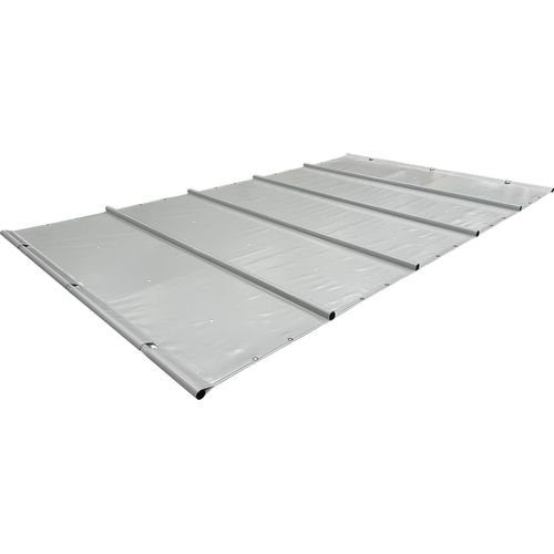 SafeDeluxe® PREMIUM Poolplane Rollschutzabdeckung aus LKW Plane ohne Stangen (4m x 4m, Lichtgrau RAL7035) Stangenabdeckung Sicherheitsabdeckung Poolabdeckung