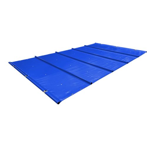 SafeDeluxe® PREMIUM Poolplane Rollschutzabdeckung aus LKW Plane ohne Stangen (4m x 4m, Blau RAL5002) Stangenabdeckung Sicherheitsabdeckung Poolabdeckung