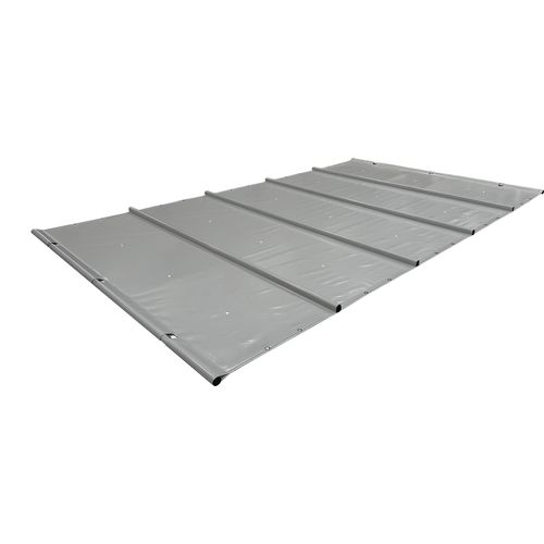 SafeDeluxe® PREMIUM Poolplane Rollschutzabdeckung aus LKW Plane ohne Stangen (5m x 5m, Grau RAL7037) Stangenabdeckung Sicherheitsabdeckung Poolabdeckung