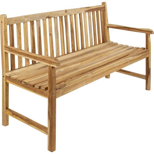 Gartenbank Caracas, 3-Sitzer Sitzbank 150 cm, Teakholz massiv, Holzbank für Balkon, Terrasse, Wintergarten oder Garten, pflegeleichtes Unikat, Holzbank, Gartenmöbel