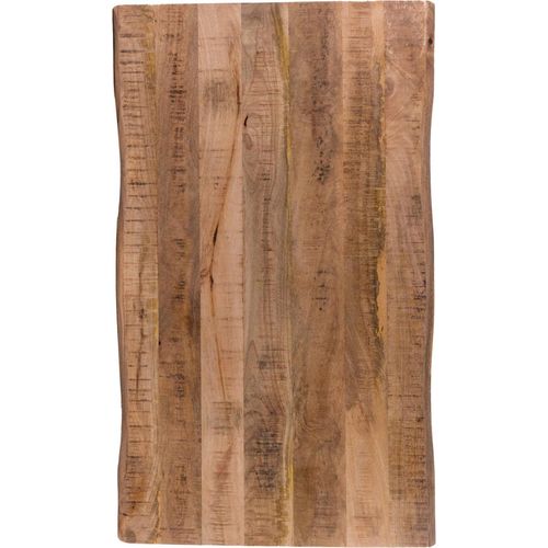 Holzplatte 100x60 cm Toni, Tischplatte aus Mangoholz massiv + raue Oberfläche, Baumkanten-Platte für Heimwerker, geeignet für Arbeitsplatten, Tische & Fensterbretter