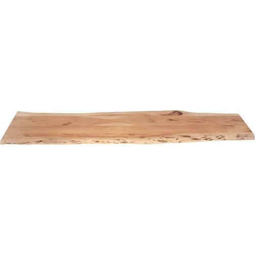 Tischplatte 160x40 cm Louisa, Holzplatte Akazienholz massiv + naturfarben + lackiert, Baumkanten-Platte für Heimwerker, Arbeitsplatten, Tische & Fensterbretter