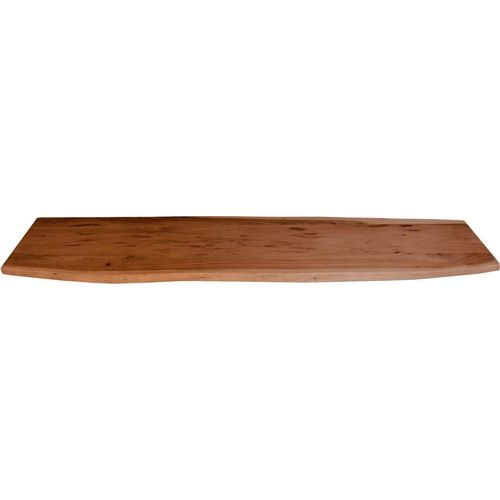 Holzplatte 140x40 cm Louisa, Tischplatte aus Akazienholz massiv + nussbaumfarben, Baumkanten-Platte für Heimwerker, geeignet für Arbeitsplatten, Tische & Fensterbretter