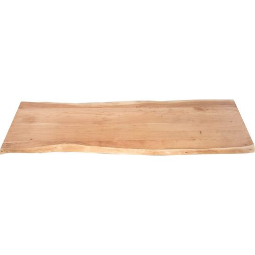 Tischplatte 200x60 cm Louis, Holzplatte Akazienholz massiv + naturfarben + lackiert, Baumkanten-Platte für Heimwerker, Arbeitsplatten, Tische & Fensterbretter