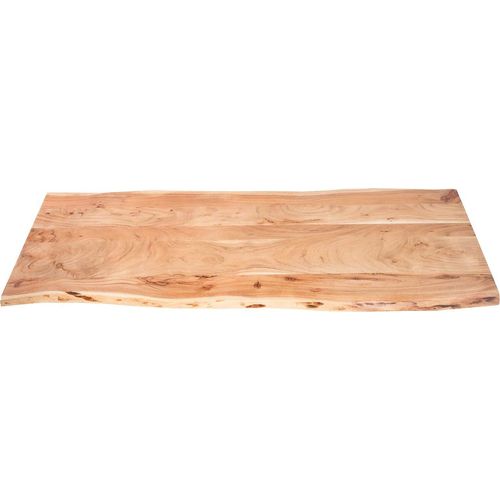 Tischplatte 160x60 cm Louis, Holzplatte Akazienholz massiv + naturfarben + lackiert, Baumkanten-Platte für Heimwerker, Arbeitsplatten, Tische & Fensterbretter