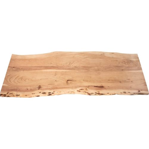 Tischplatte 180x60 cm Louis, Holzplatte Akazienholz massiv + naturfarben + lackiert, Baumkanten-Platte für Heimwerker, Arbeitsplatten, Tische & Fensterbretter