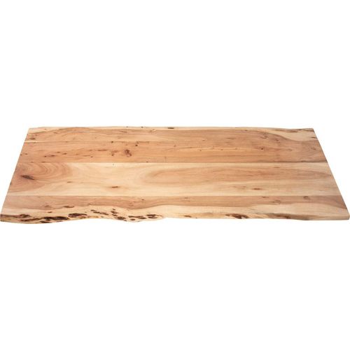Tischplatte 140x60 cm Louis, Holzplatte Akazienholz massiv + naturfarben + lackiert, Baumkanten-Platte für Heimwerker, Arbeitsplatten, Tische & Fensterbretter