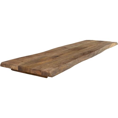 Holzplatte 140x40 cm Curtis, Bretter aus Mangoholz massiv + raue Oberfläche, Baumkanten-Platte für Heimwerker, geeignet für Arbeitsplatten, Tische & Fensterbretter