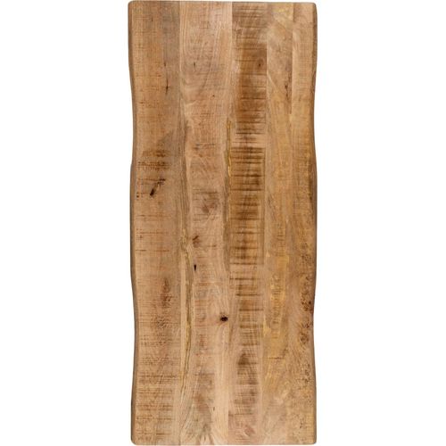 Holzplatte 140x60 cm Toni, Tischplatte aus Mangoholz massiv + raue Oberfläche, Baumkanten-Platte für Heimwerker, geeignet für Arbeitsplatten, Tische & Fensterbretter