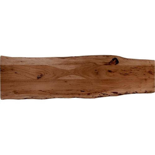 Holzplatte 160x40 cm Emilio, Tischplatte aus Akazienholz massiv + nussbaumfarben, Baumkanten-Platte für Heimwerker, geeignet für Arbeitsplatten, Tische & Fensterbretter