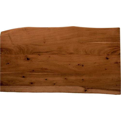 Holzplatte 100x60 cm Emilia, Tischplatte aus Akazienholz massiv + nussbaumfarben, Baumkanten-Platte für Heimwerker, geeignet für Arbeitsplatten, Tische & Fensterbretter