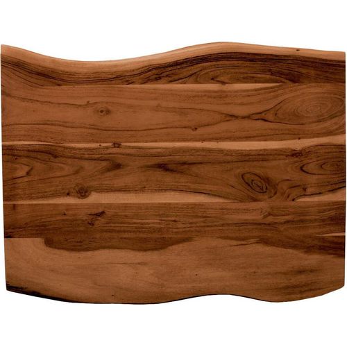 Holzplatte 80x60 cm Emilia, Tischplatte aus Akazienholz massiv + nussbaumfarben, Baumkanten-Platte für Heimwerker, geeignet für Arbeitsplatten, Tische & Fensterbretter