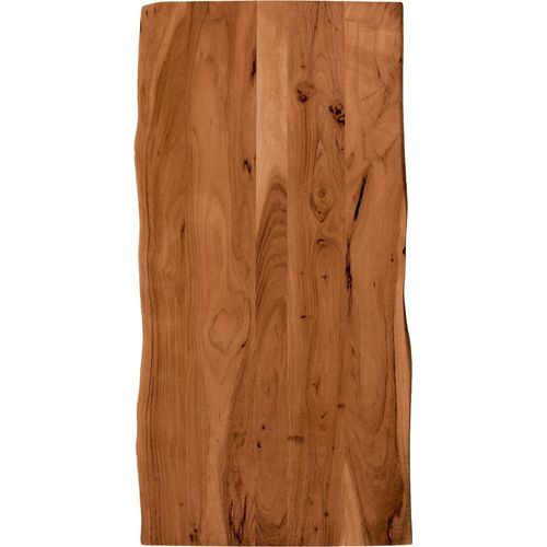 Holzplatte 120x60 cm Toni, Tischplatte aus Akazienholz massiv + nussbaumfarben, Baumkanten-Platte für Heimwerker, geeignet für Arbeitsplatten, Tische & Fensterbretter