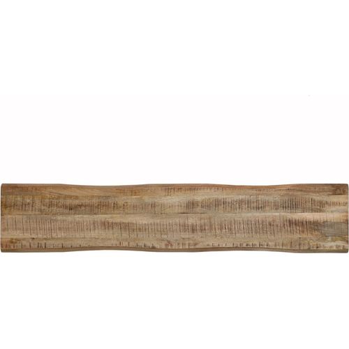 Holzplatte 200x40 cm Louisa, Bretter aus Mangoholz massiv + raue Oberfläche, Baumkanten-Platte für Heimwerker, geeignet für Arbeitsplatten, Tische & Fensterbretter