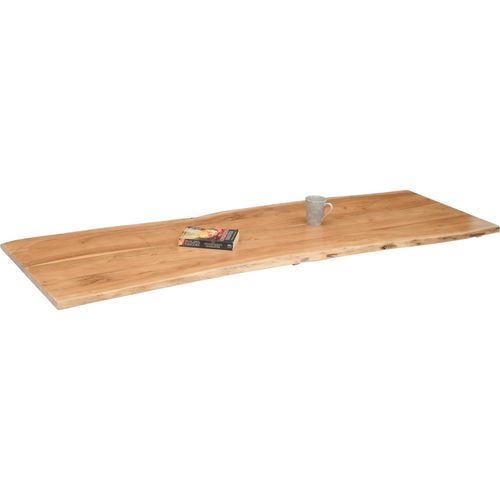 Holzplatte 120x60 cm Curt, Tischplatte aus Akazienholz massiv + eichefarben, Baumkanten-Platte für Heimwerker, geeignet für Arbeitsplatten, Tische & Fensterbretter